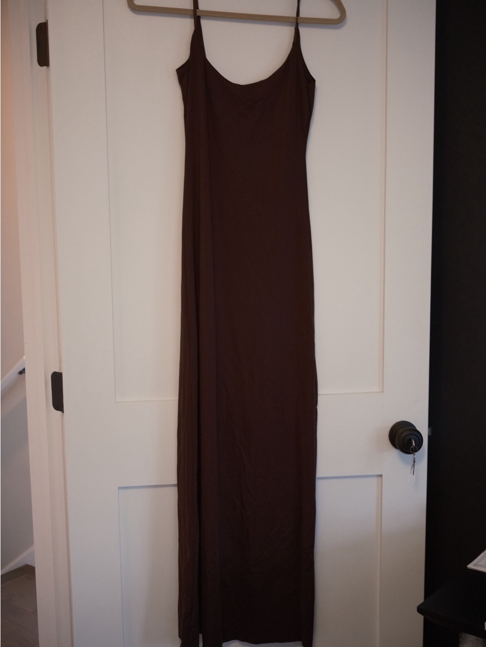 Zara Brown Slip Maxi Dress with Spaghetti Straps - Picture 1 of 3